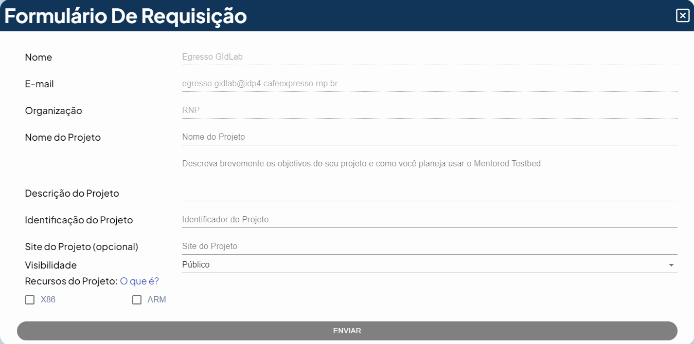 Formulário Requisição de Projeto