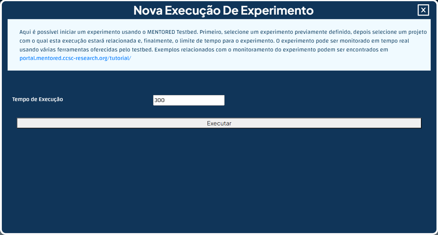 PopUp de Nova Execução